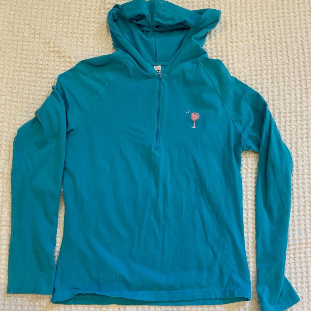 Blue Half Zip Light Hoodie Perfect for Beach
